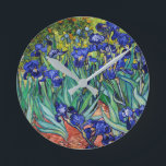 Horloge Ronde Irises par Vincent van Gogh<br><div class="desc">Irises par Vincent van Gogh,  1889.</div>