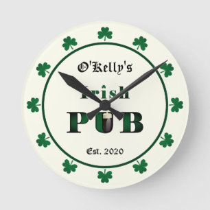 Horloge Ronde Irlandais Pub Bar Tavern Mur Acrylique