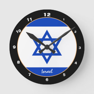 Horloge Ronde Israël moderne Drapeau, Israël Accueil / Design