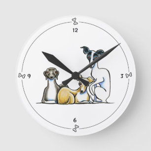 Horloge Ronde Italian Greyhound Trio