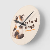 Horloge Ronde "I've heard enough" Cat Wearing Headphone (Angle)