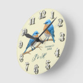 Horloge Ronde Ivory Pastel Lovebirds Romantique Bluebirds Mariag (Angle)