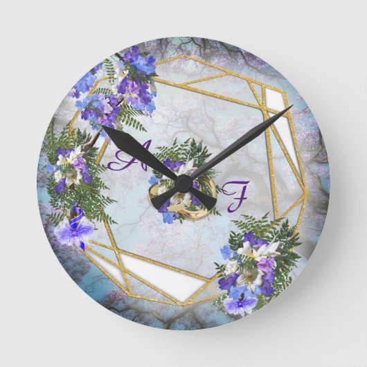 Horloge Ronde Jacaranda Blooms & Lily Bouquet (Recto)