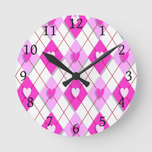 Horloge Ronde Jacquard de coeur pourpre