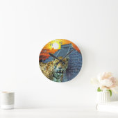 Horloge Ronde Jaguar & Chichen Itza Temple Wildlife Wall Clock (Maison)
