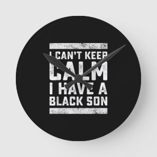 Horloge Ronde J'Ai Un Cadeau Fils Noir Pour Frican Maman Papa (2