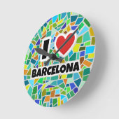 Horloge Ronde J'aime Barcelone (Angle)