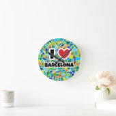 Horloge Ronde J'aime Barcelone (Maison)