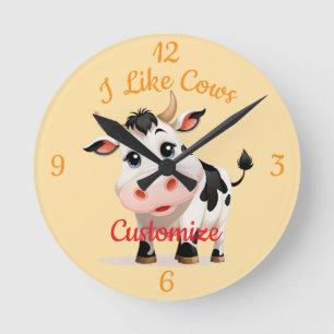 Horloge Ronde J'Aime Cows Art Thunder_Cove