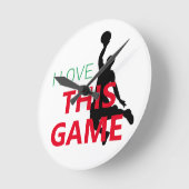 Horloge Ronde J'Aime Le Jeu De Basketball (Angle)