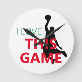 Horloge Ronde J'Aime Le Jeu De Basketball