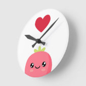 Horloge Ronde J'aime les fraises (Angle)