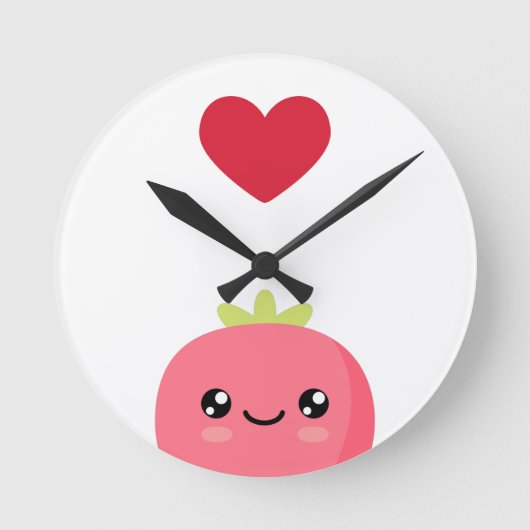 Horloge Ronde J'aime les fraises (Recto)