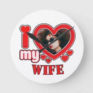 Horloge Ronde J'Aime Ma Femme Personnalisée