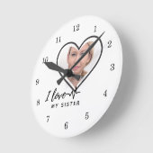 Horloge Ronde J'aime ma sœur - Meilleur cadeau personnalisé (Angle)
