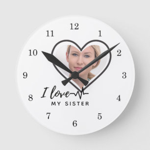 Horloge Ronde J'aime ma sœur - Meilleur cadeau personnalisé