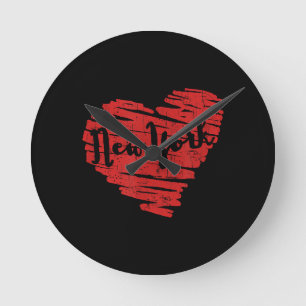 Horloge Ronde J'aime New York Cœur NY