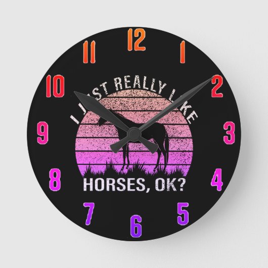 Horloge Ronde J'Aime Vraiment Les Chevaux, Ok (Recto)