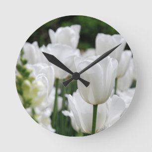 Horloge Ronde jardin à tulipe blanc