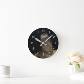 Horloge Ronde Jardin arrière Grand Chouette à cornes (Maison)