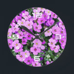 Horloge Ronde Jardin aux fleurs violettes<br><div class="desc">Jardin aux fleurs violettes</div>