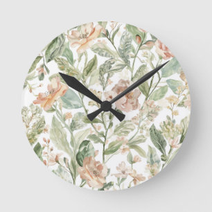 Horloge Ronde Jardin Botanique Vert Feuilles Luxuriantes Floral