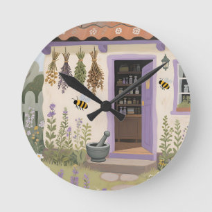 Horloge Ronde Jardin de cottage aux herbes fantaisiste
