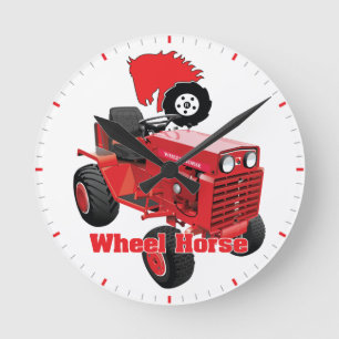 Horloge Ronde Jardin de la ferme Wheel Horse Pelouse Tractor Mow