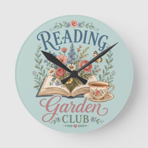 Horloge Ronde Jardin de lecture Cottagecore Floral Club