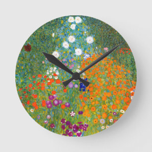 Horloge Ronde Jardin des fleurs de Gustav Klimt Floral Vintage