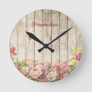 Horloge Ronde Jardin Fleur Patio extérieur clôtures en bois Pe
