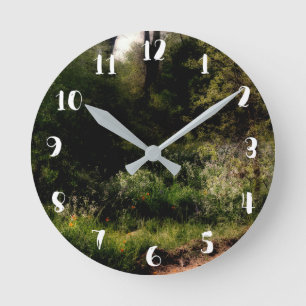 Horloge Ronde Jardin Floral de la Forêt Enchantée au Sentier Rus