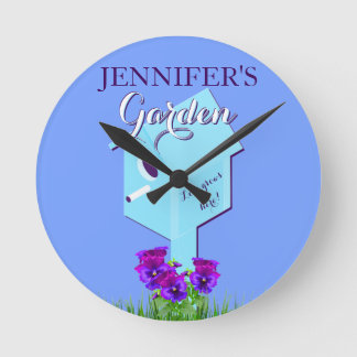 Horloge Ronde Jardin "L'amour grandit ici !" Birdhouse Pour Wall