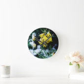 Horloge Ronde Jaune Daffodils fleurs dans la neige (Maison)