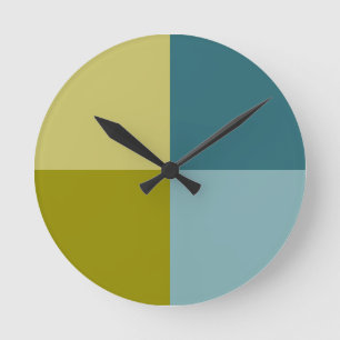 Horloge Ronde Jaune d'or bleu Turquoise