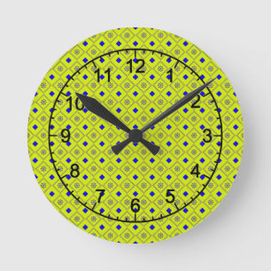 Horloge Ronde Jaune et bleu