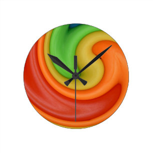 Horloge Ronde Jaune orange rouge génial et tourbillonnant vert
