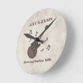 Horloge Ronde Java Jams-Brassin' Riffs Rockin'-Café-Guitare- (Angle)