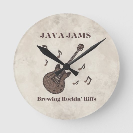 Horloge Ronde Java Jams-Brassin' Riffs Rockin'-Café-Guitare- (Recto)