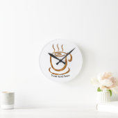 Horloge Ronde Java Steaming Cup | Wooden Curvy Coffee & Tea (Maison)