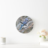 Horloge Ronde Jay bleu dans une tempête de neige (Maison)