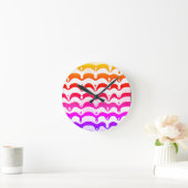 Horloge Ronde Jazzy Tropical Psychedelic Rayures qui dégoulinent (Maison)