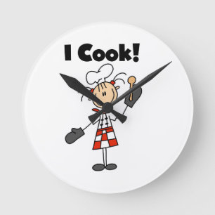 Horloge Ronde Je cuisine - Chef féminin