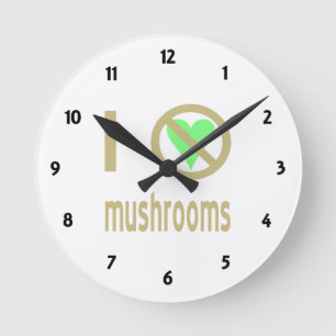 Horloge Ronde Je déteste les champignons, pas d'amour
