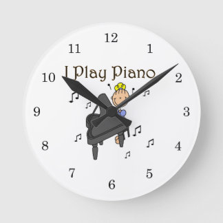Horloge Ronde Je joue aux t-shirts et cadeaux de piano