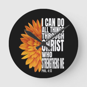 Horloge Ronde je peux faire toutes choses par christ qui me fort