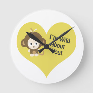 Horloge Ronde Je suis fou de toi singe