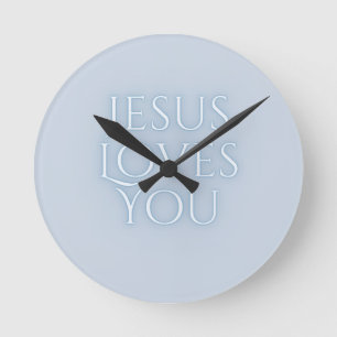 Horloge Ronde Jésus aime la typographie chrétienne Design