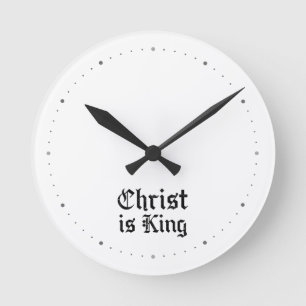 Horloge Ronde Jésus-Christ est Roi Gothique Art Grunge Blacklett