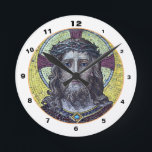 Horloge Ronde Jésus Christ et Compassion Art vintage Mosaic cloc<br><div class="desc">WALL CLOCK : Jésus Christ & Compassion - vintage art mosaic of biblical Jesus Christ,  with crown of thorns,  cross and halo (holy glare) around his head. Beautiful antique artwork sharing love,  compassion and forgiveness for all beings Photographe original/art/design by work4dream.</div>